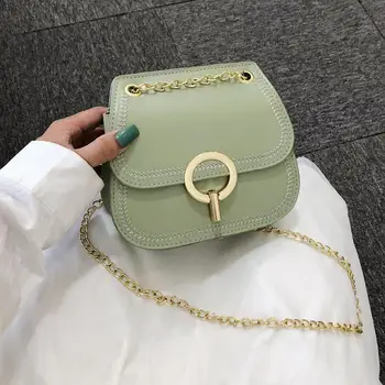

2019 New Mini Leather Crossbody Bags For Women Green Chain Shoulder Messenger Bag Lady Travel Purses and Handbags Cross Body Bag