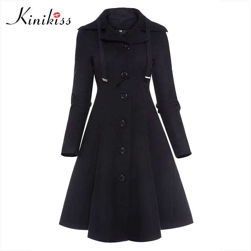 Gothic Women Trench Coat 2018 Winter Autumn Women's Overcoat