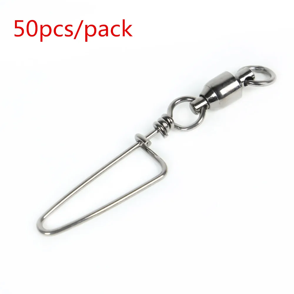 

JOSHNESE 50pcs/bag Swivel MS+HX Rolling Ball Bearing with Coastlock Snap Steel Fishing Swivels Connector Interlock Lure Tackle