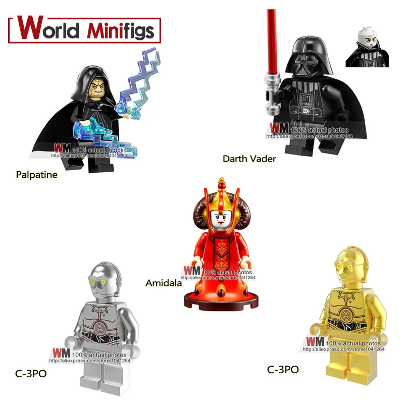 

Single Sale Star Wars Palpatine Darth Vader Amidala C-3PO Dolls Bricks Collection Education Building Blocks Gifts Children Toys