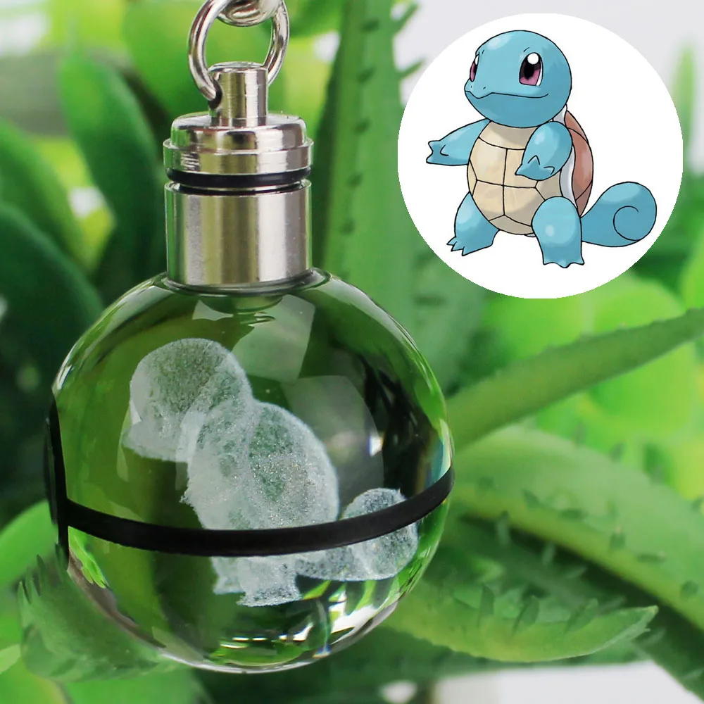 Модная лампа Bulbasaur Dragonite 3D гравировка стеклянный шар лампа Pokemon Go Новинка светодио дный светодиодный брелок красочный кулон детский подарок