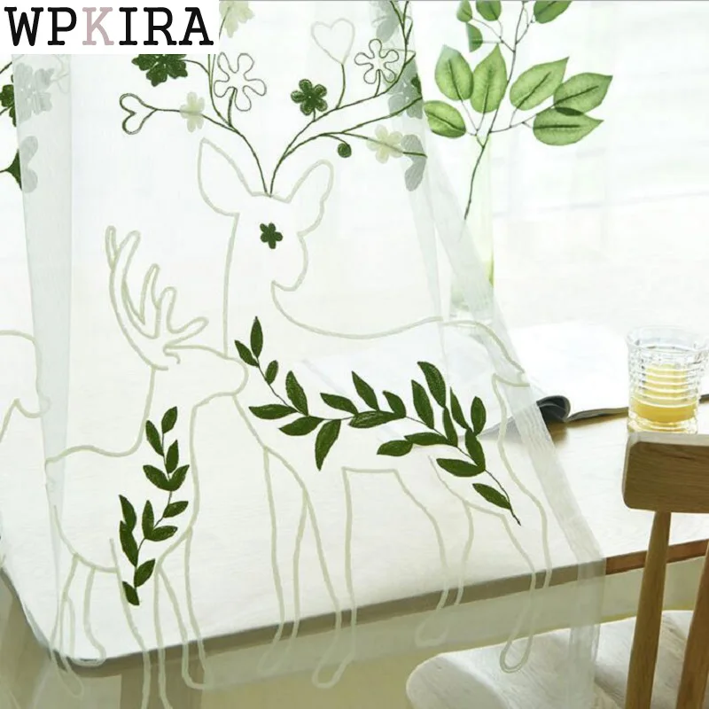 

Pastoral green curtains tulle Transparent Sheer for curtains Bedroom Kitchen Home Textile Decoration 151&30