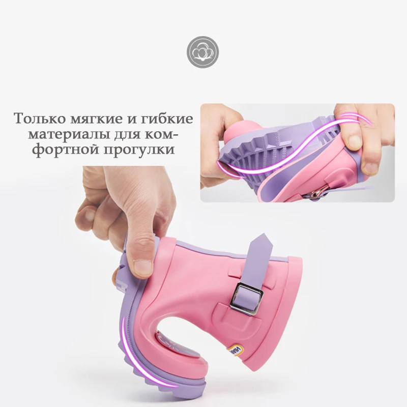 DRIPDROP Детские резиновые сапоги Непромокаемые сапоги для мальчиков и девочек с пряжкой Детская обувь Детские сапоги