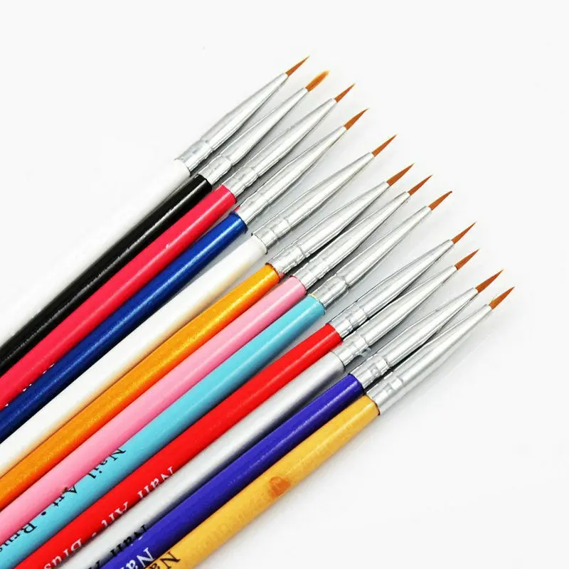 

12 Pcs Colorful Nail Art Design Brush Pen Fine Details Tips Drawing Paint Set For Fine Liner Tips Dotting Tools