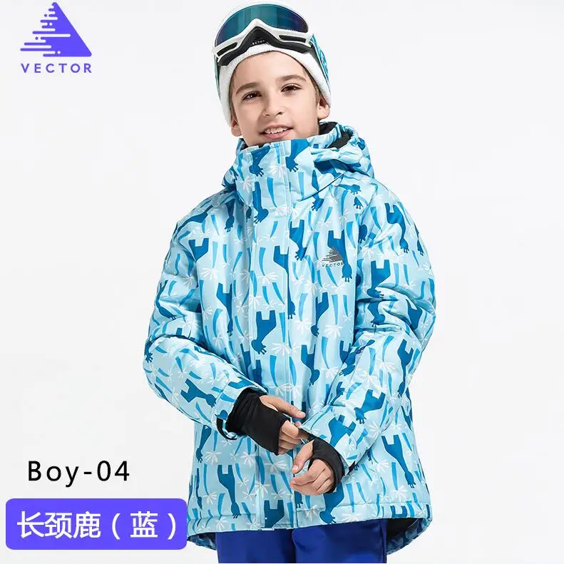 Векторные брендовые зимние лыжные куртки для мальчиков, теплые лыжные куртки для сноуборда, Детские ветрозащитные водонепроницаемые спортивные пальто для улицы HXF70014 - Цвет: Boy-04