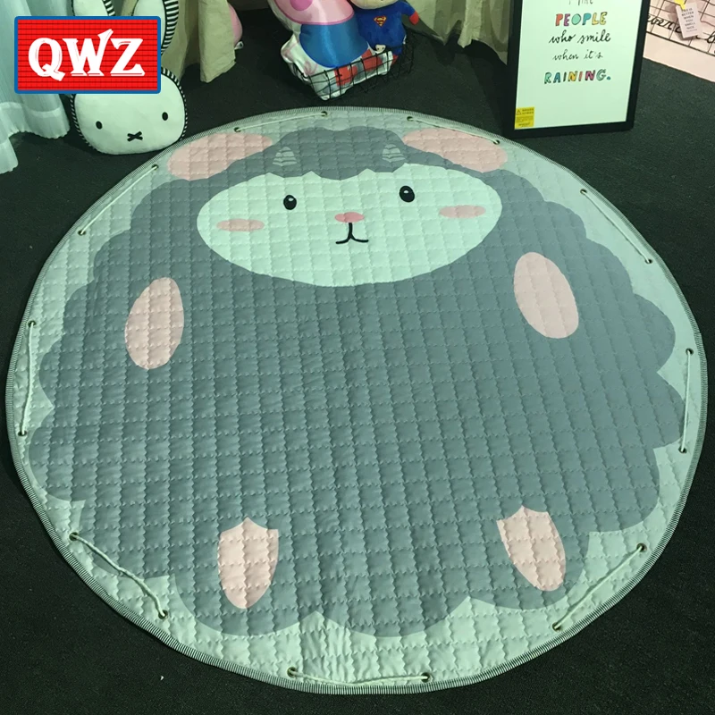 

QWZ 150cm Baby Toys Kids Play Mat Rugs Toy Organizer Storage Cotton High Quality Carpet Floor Playmat For Children Toys Gifts