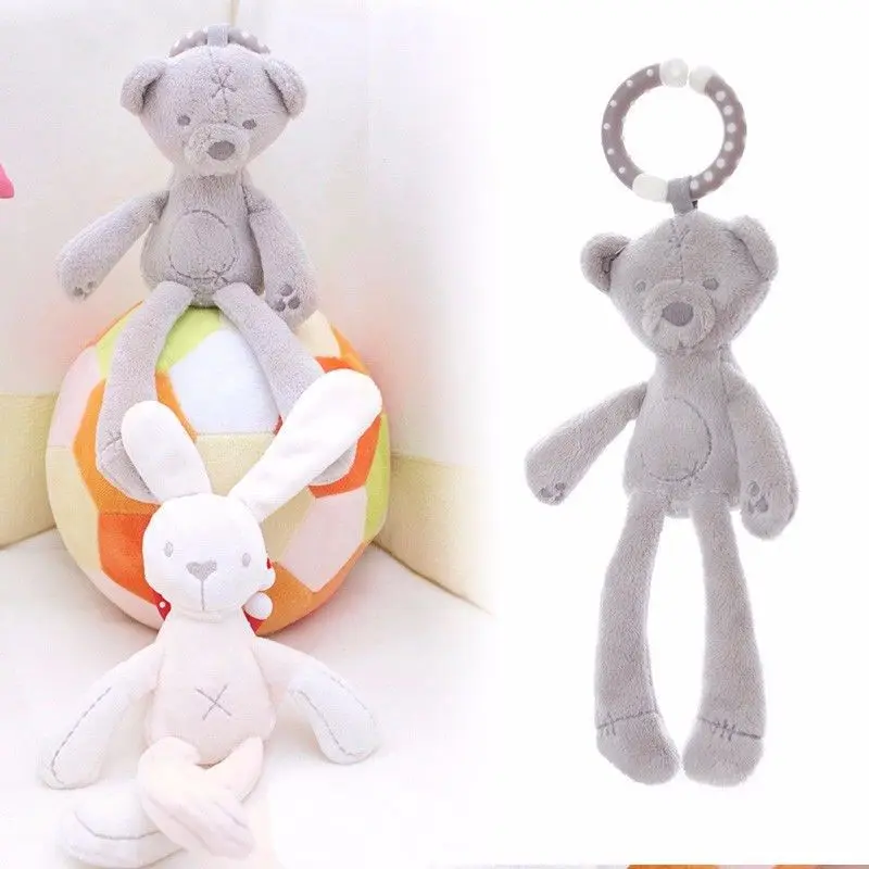 

Hot Sale Bunny Rabbit Stuffed Animal Plush Toy Kids Soft Appease Bed Pillow Cute Baby Toys Hanging Ring Black Red Random