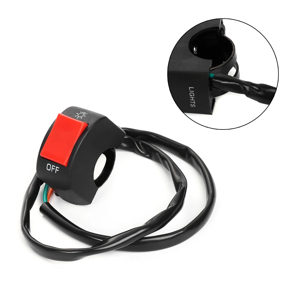 Universal Handlebar Switch ON-OFF Button Headlight Flame Rollout Switch for Motorcycle 