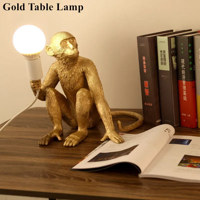 Современная черная итальянская лампа SELETTI, пеньковая веревка, подвесные светильники, Подвесная лампа в виде обезьяны, для гостиной, детской комнаты, подвесной светильник - Цвет корпуса: Gold able lamp