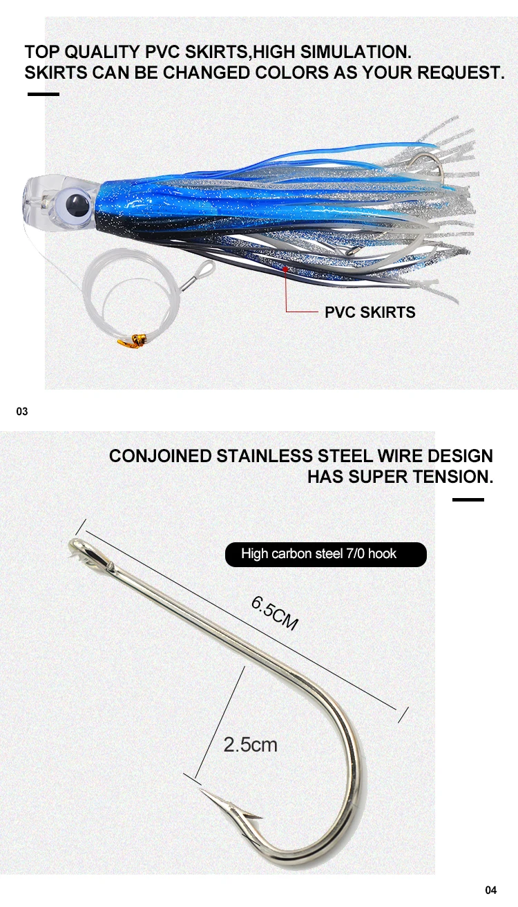 6 шт. 6-дюймовая приманка на марлина с сетчатым мешком Tuna Kingfish большая игровая юбка-осьминог приманки океан лодка ловля рыбы на блесну блесны