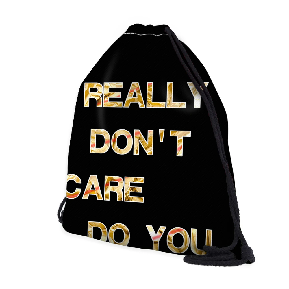 Deanfun черная сумка на шнурке с надписью для женщин 3D печать школьные сумки унисекс 60143