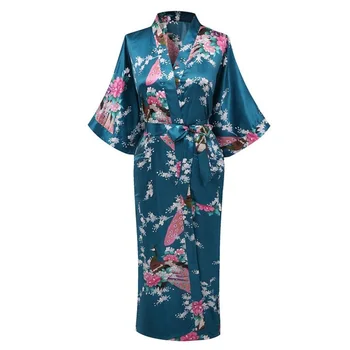 

New Arrival Drak Green Women Rayon Kimono Yukata Gown Bridesmaid Wedding Robe Nightgown Sleepwear Flower S M L XL XXL XXXL ZS013