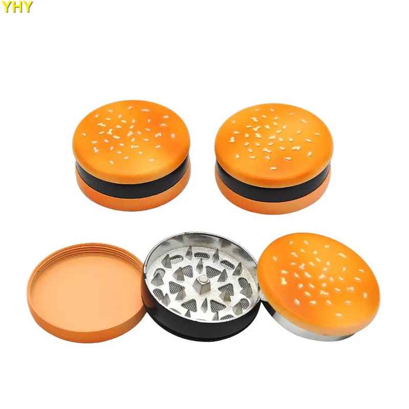 Cookie Biscuit Hamburger Novelty Metal Zinc Alloy 2 Layer Herb Grinder Tobacco Herb Grinder Metal Shark Teeth Burger06
