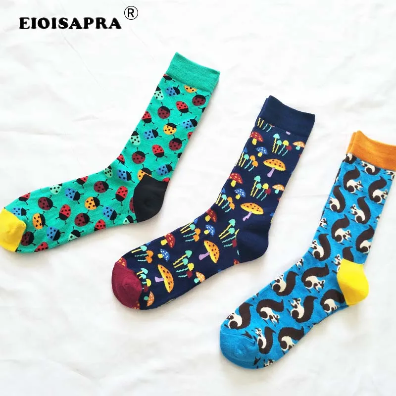 [EIOISAPRA] женские носки с персонажами из мультфильмов Kawaii, гриб, белка, жук, милые Дышащие носки в стиле Харадзюку, Calcetines Mujer Meias
