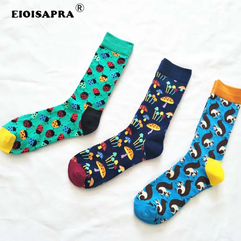 

[EIOISAPRA]Personality Kawaii Cartoon Mushroom Squirrel Beetle Women Socks Lovely Harajuku Breathable Calcetines Mujer Meias