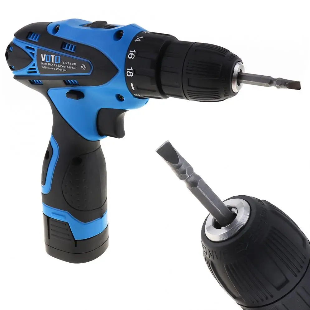 Электрическая отвертка VOTO AC 100-240 V Cordless 16,8 V с кнопкой регулировки двух скоростей для обработки винтов/штамповки