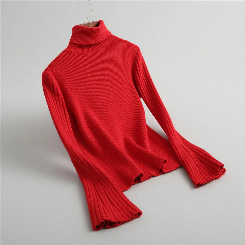 

INNASOFAN sweater Female Autumn-winter sweater in solid color Euro-American fashion sweater with high collar and long sleeves