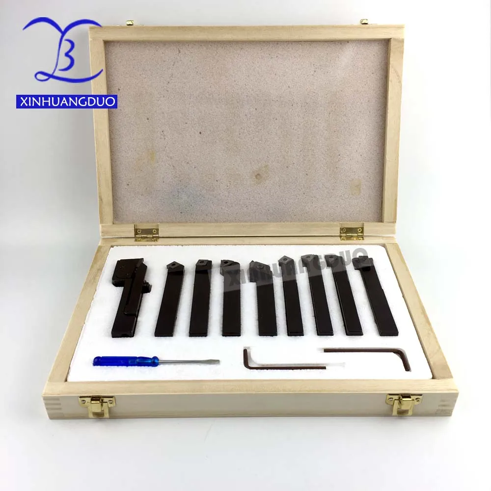 

Easy to use 12mm 9pcs/set indexable carbide turnnig tools, lathe cutting tools set, cutter tool set with inserts for mini lathes