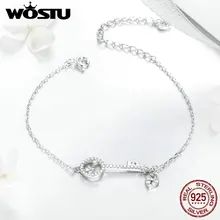 WOSTU, новинка, мода, 925 пробы, серебряные браслеты с замком любви для женщин, браслеты на свадьбу, обручение, серебро 925, ювелирное изделие, FIB115
