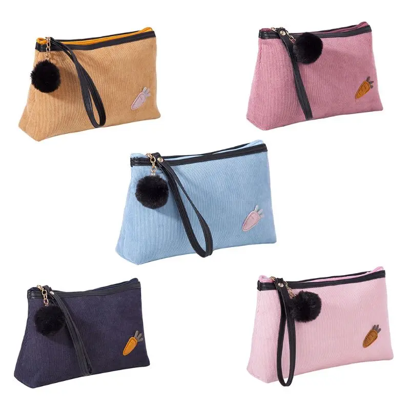 

Multifunction Corduroy Makeup Case Women Handbag Travel Cosmetic Pouch Toiletry Organizer Bag