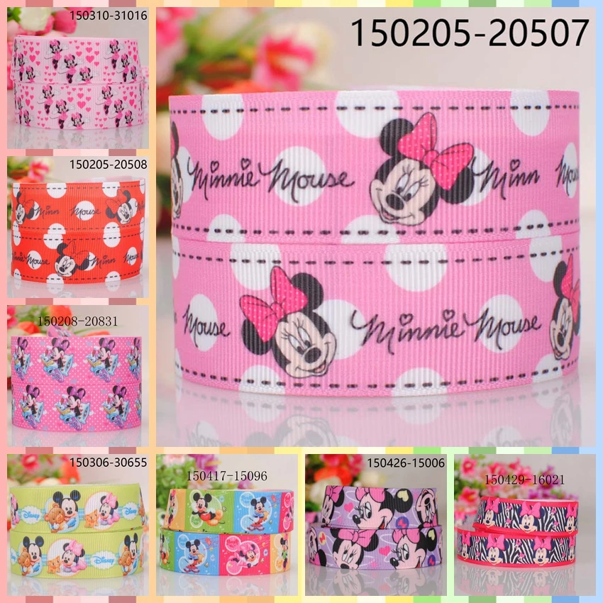 10yards-different sizes-lively cartoon mouse mickey ribbon printed Grosgrain ribbon