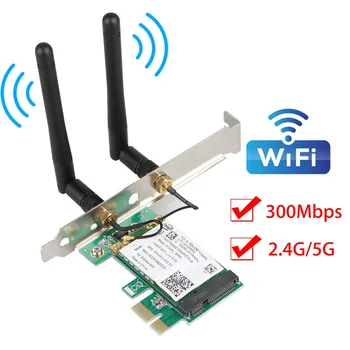 

Adapter Desktop Dual Band 300Mbps 2 Antenna PCI-E 802.11b/g/n Wireless WiFi Card PC for Intel 5100 card