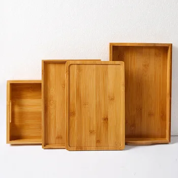 

Solid Natural bamboo rectangular Hotel plate Japanese style wooden tray Kung Fu Puer Chahai Tea Table LOGO customized tray