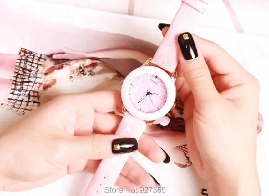 Guou женское платье часы женские часы со стразами роскошные повседневное часы пояса из натуральной кожи группа керамика часы наручные часы