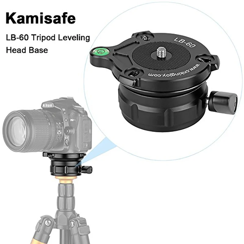 

Professional Tripod Leveling Head Base with Bubble Level for DSLR Cameras with 1/4" Thread Tripods and Monopods with 3/8" Thread