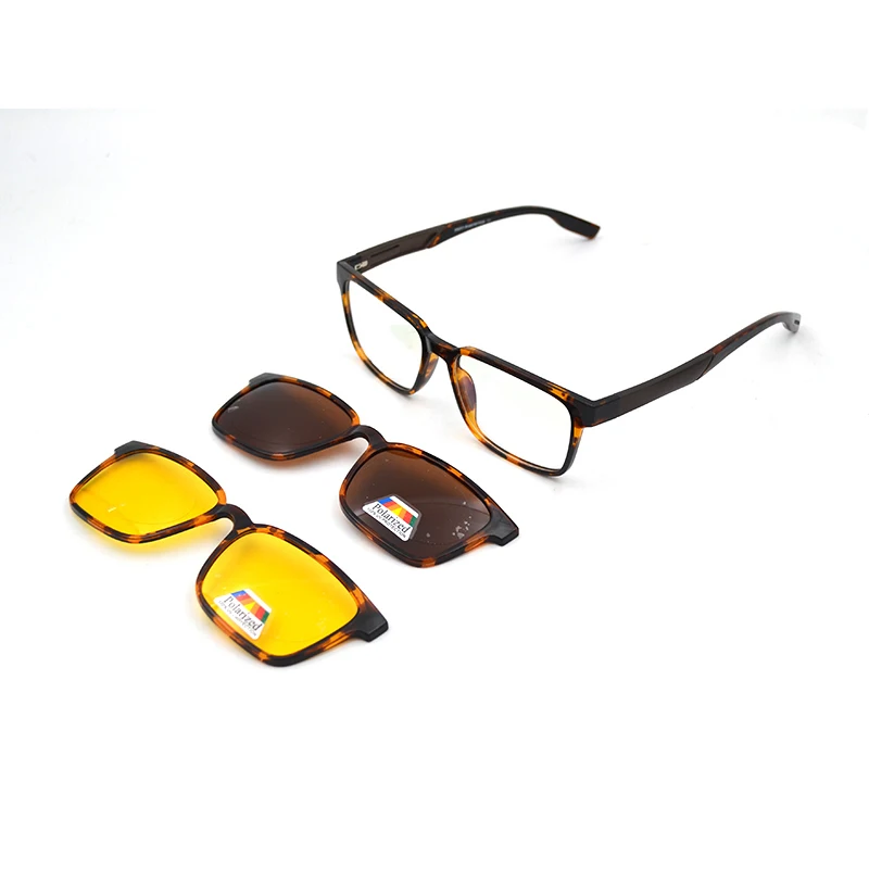 2 в 1, очки для близорукости, TR90, женские, мужские, на магните, с клипсой, Поляризованные, серые, желтые линзы, очки для ночного видения, вождения, очки-1,0~-6,0 L3