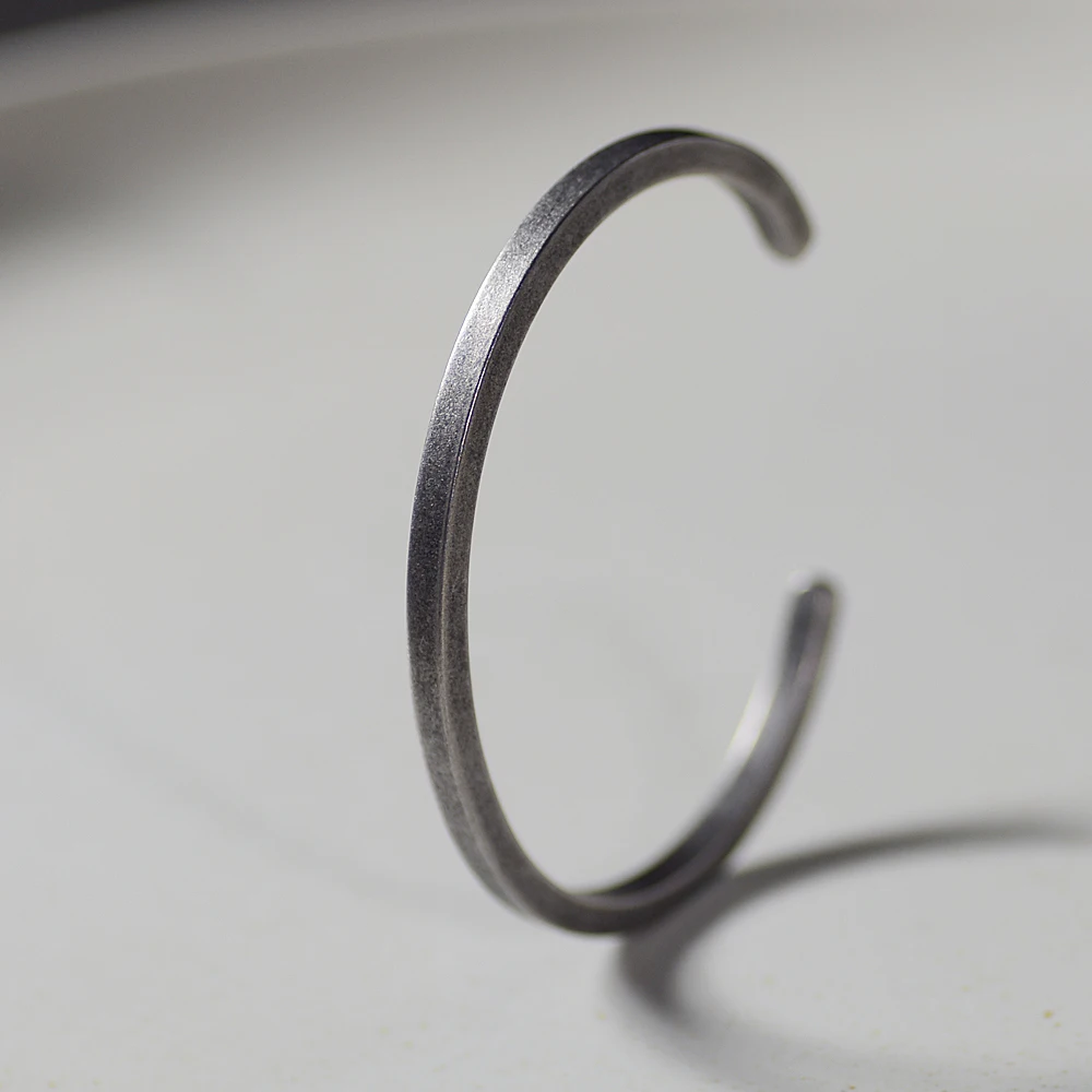 

Vintage Silver Cuff Bangle Fashion Korea Style Titanium Steel Men Bracelet 1314 Lover Bracelet SS-105