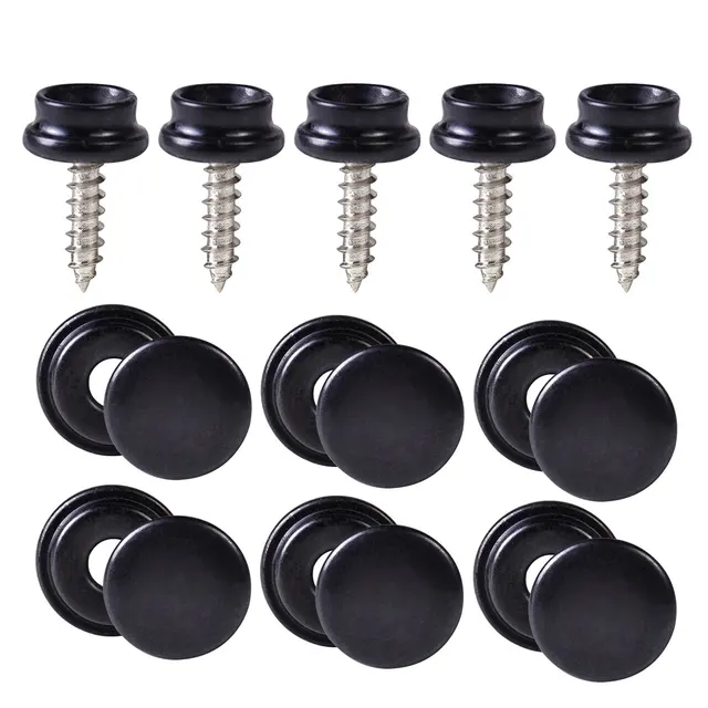 25 Sets Black 15mm Stainless Snap Cap Button Screw Studs Fasteners fit