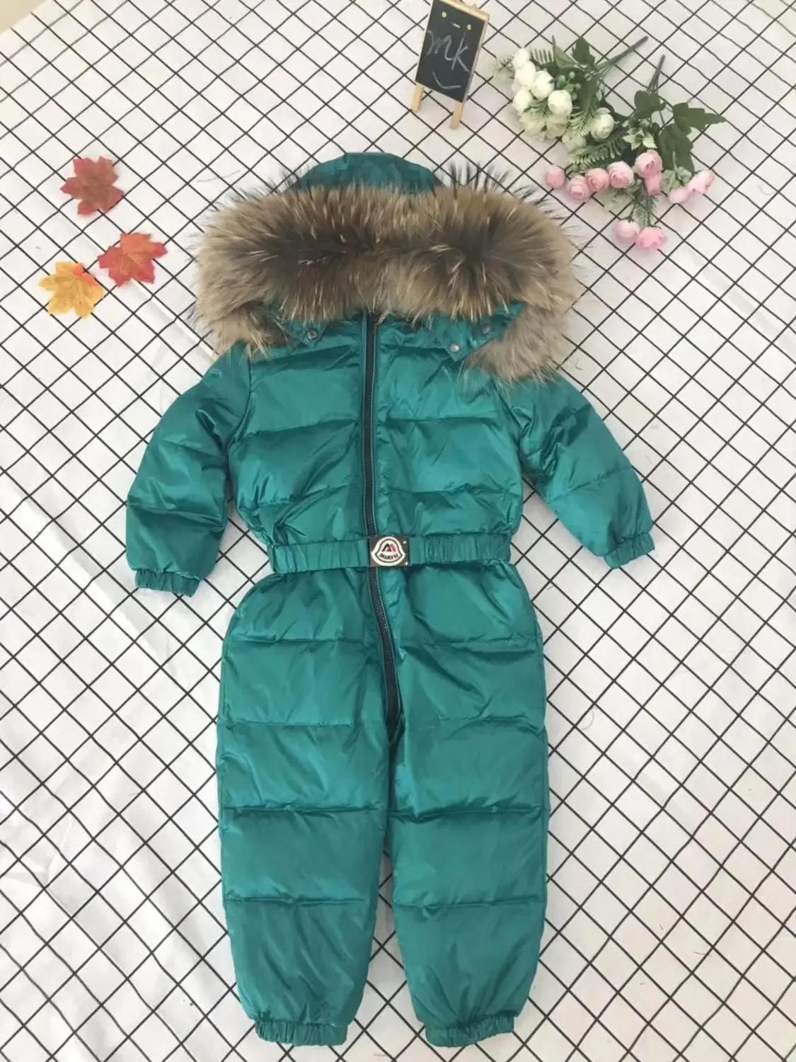 

Girls Down Jackets Winter Children Down Jumpsuits Boys Down Jackets Snow-wear Children Down Jacket Natural Fur Belt Jumpsuit