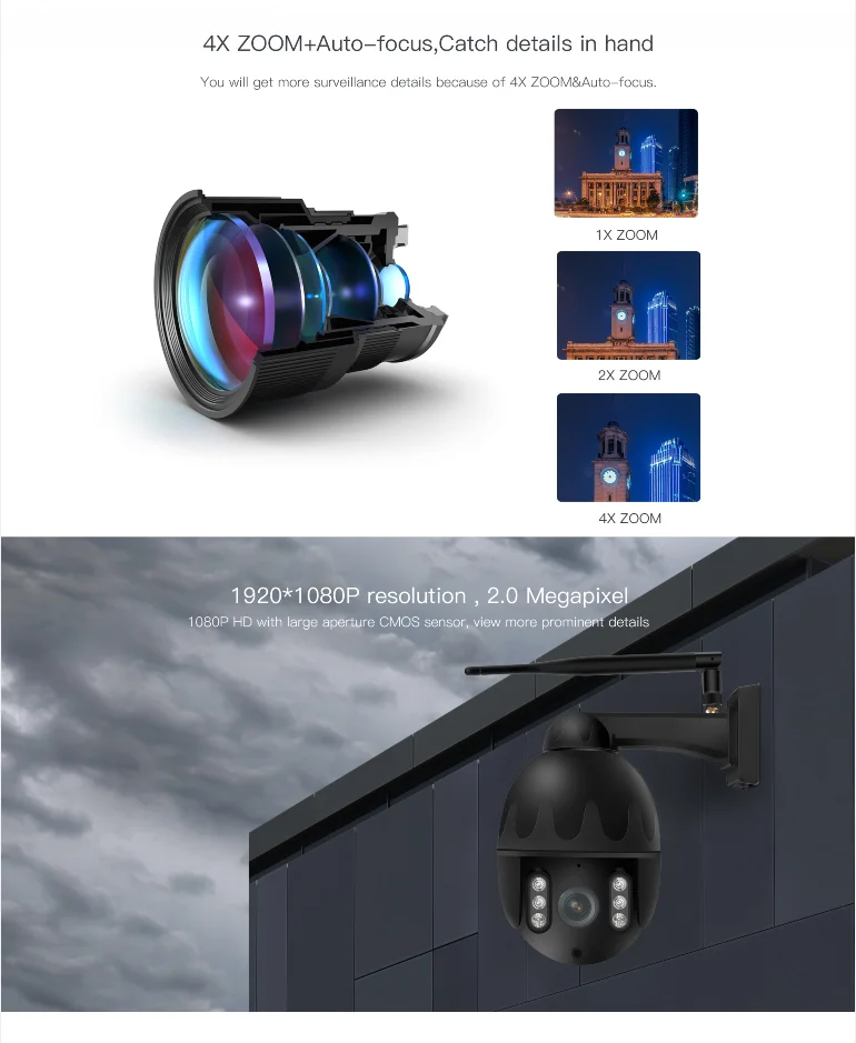 2MP 4X авто зум фокус VStarcam wifi IP скорость купол 1080P Eye4 мобильное приложение управление ИК видение Открытый зум камеры видеонаблюдения