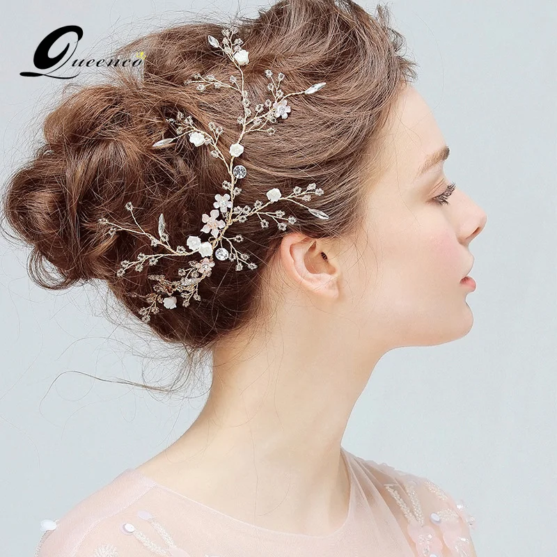 

Fashion Wedding Tiara Bridal Hair Accessories Golden Headband Crystal Tiaras Hairband Pearls Party Headpiece Bride Hair Jewelry