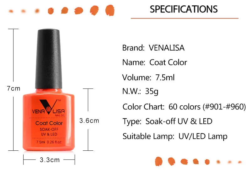 Nail art soak off набор гель-лаков для ногтей VENALISA УФ СВЕТОДИОДНЫЙ Цветной Гель-лак для ногтей верхнее покрытие маникюр гель лак для ногтей гель основа