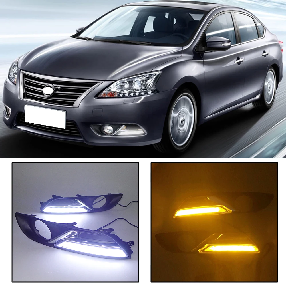 

CAPQX For Nissan Sentra Sylphy 2012-2015 LED Daytime Running Light DRL Driving Fog Lamp Cover Day light with Function Relay
