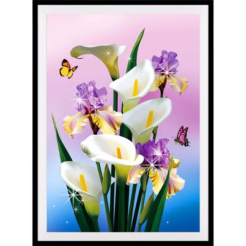 

New 5D Calla Diy Diamond Mosaic Diamond Painting Cross Stitch Kits Full Round Drill Fabric Diamond Embroidery Flowers