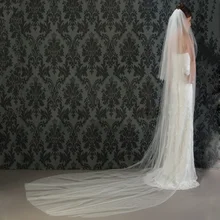 Слои 2 белого цвета и цвета слоновой кости, вуаль невесты для венчания обрезанная кромка аксессуары для невесты из мягкой черной свадебная вуаль из тюля с расческой