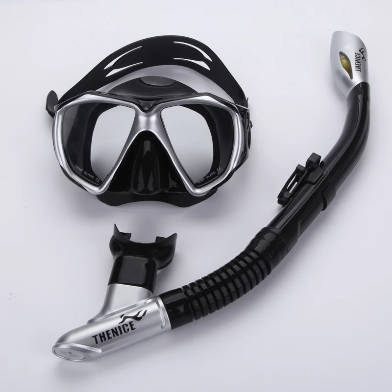 

Thenice Professional Snorkeling diving set kit gear Equipment Myopia Silicone Fog proof Mask Full dry Breath tube Swim Spearfish