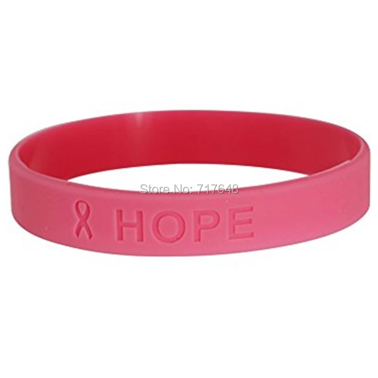 100pcs Hope Breast Cancer Awareness wristband silicone bracelets free