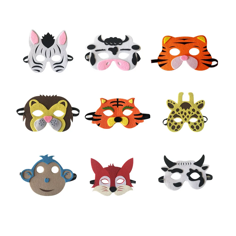 Сафари Джунгли животных глаз маски детей животных маски дети день рождения косплей глаз фетровая Маска Дети Хэллоуин платье