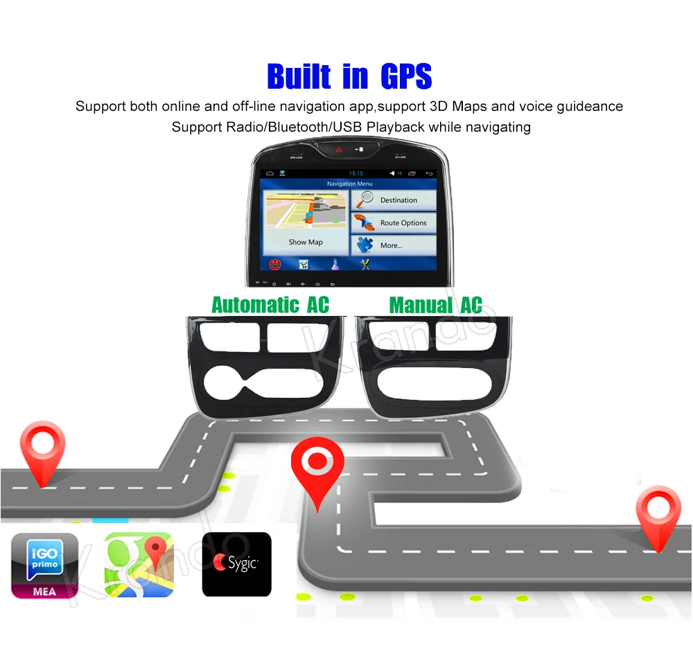 Cheap Krando Android 8.0" Full touch Big screen car radio multimedia for Renault Clio 2013-2018 GPS navigation player GPS BT wifi 3