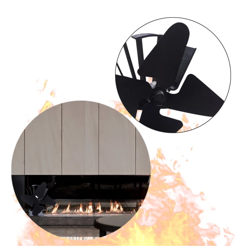 Новый 4 лезвия тепла Powered Вентилятор печи кастаньеты горелки Ecofan тихий черный дома вентилятор для камина эффективное распределение тепла