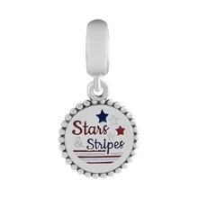 Fandola Stars& Stripes мотаться Шарм Fit Berloque Подвески браслет стерлингового серебра 925 бусины Серебряные ювелирные изделия браслеты