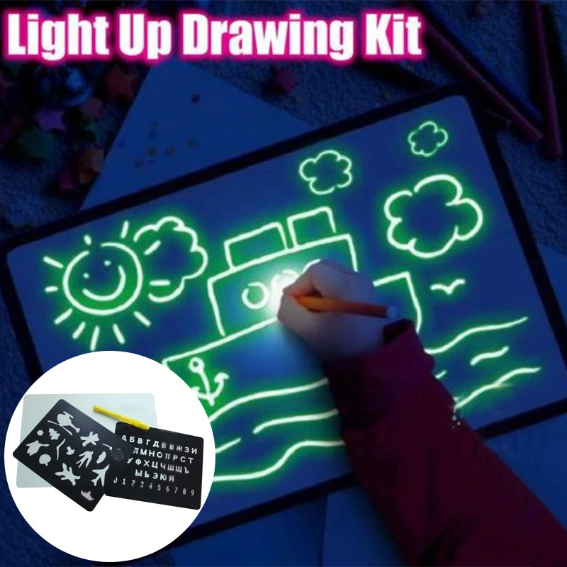 Childs Light Up Drawing Writing Board Draw Sketchpad Kids Developing Toys Gift