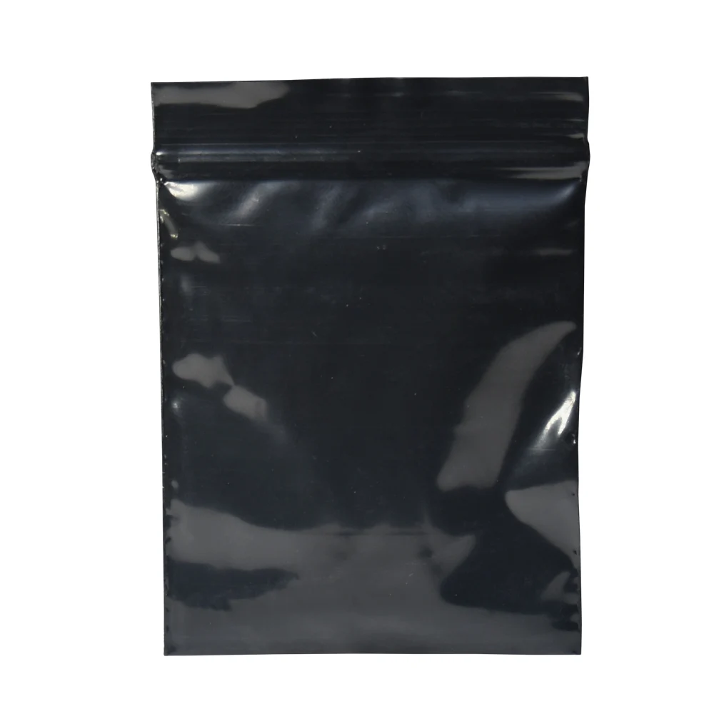 

50pcs/lot Large Black Opaque PE Plastic Packaging Bag Flat Zipper Top Resealable Grip Seal Plastic Bags for Grocery Storage
