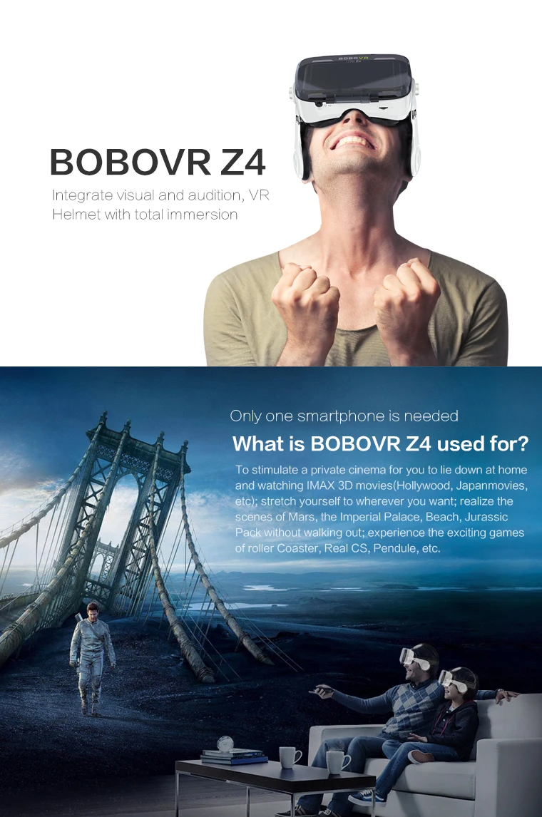BOBOVR Z4 кожаный виртуальной реальности VR очки гарнитура 3D картон шлем Стерео коробка BOBO VR для 4-6 'смартфон