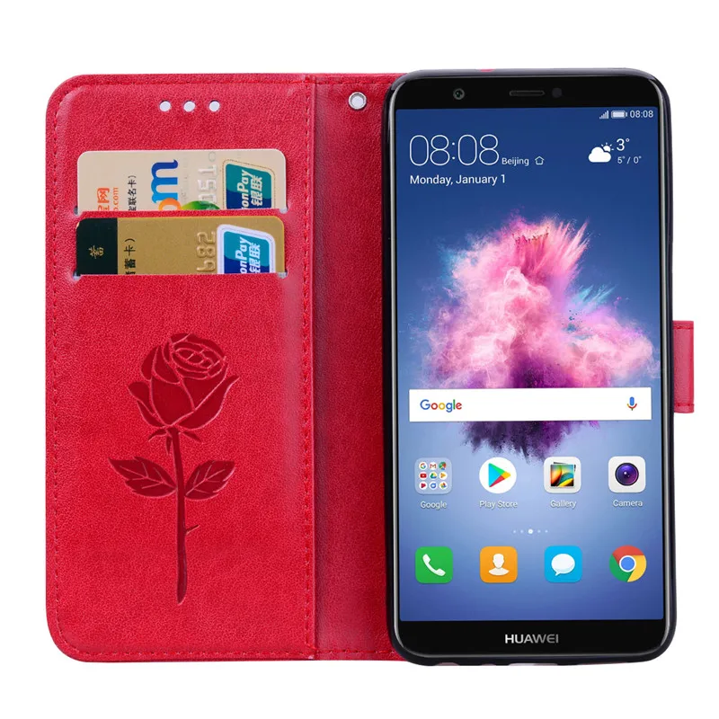 Смарт чехол Huawei P Мягкий Силиконовый ТПУ кошелек кожаный флип для телефона Smart 2018