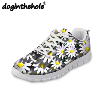 

doginthehole Women Sport Shoes Retro Floral Printing Sneakers for Girls Lightweight Women's Flats Walking Shoes Outdoor Mesh